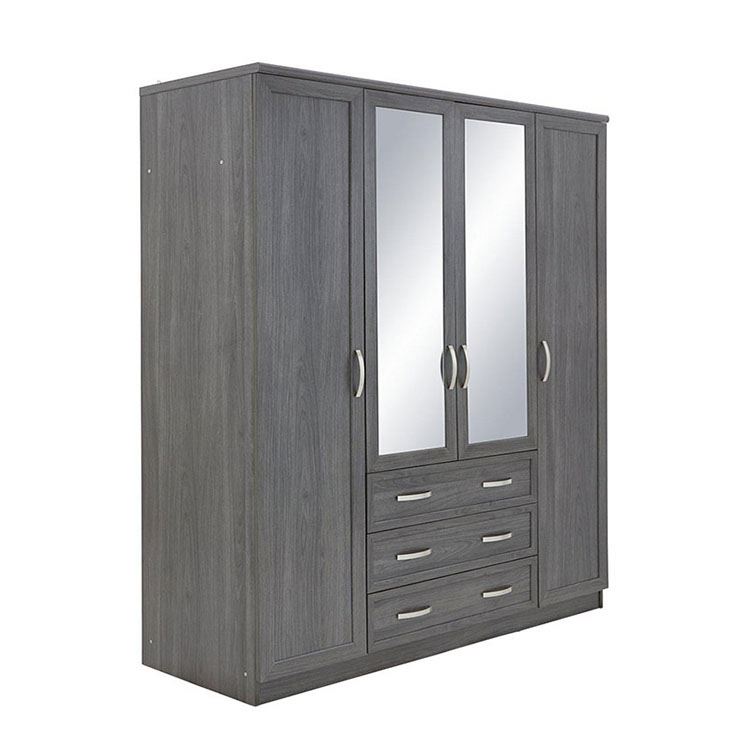 4 Door 3 Drawer Mirrored Home Wardrobe,Bedroom Furniture Wardrobe With Mirror