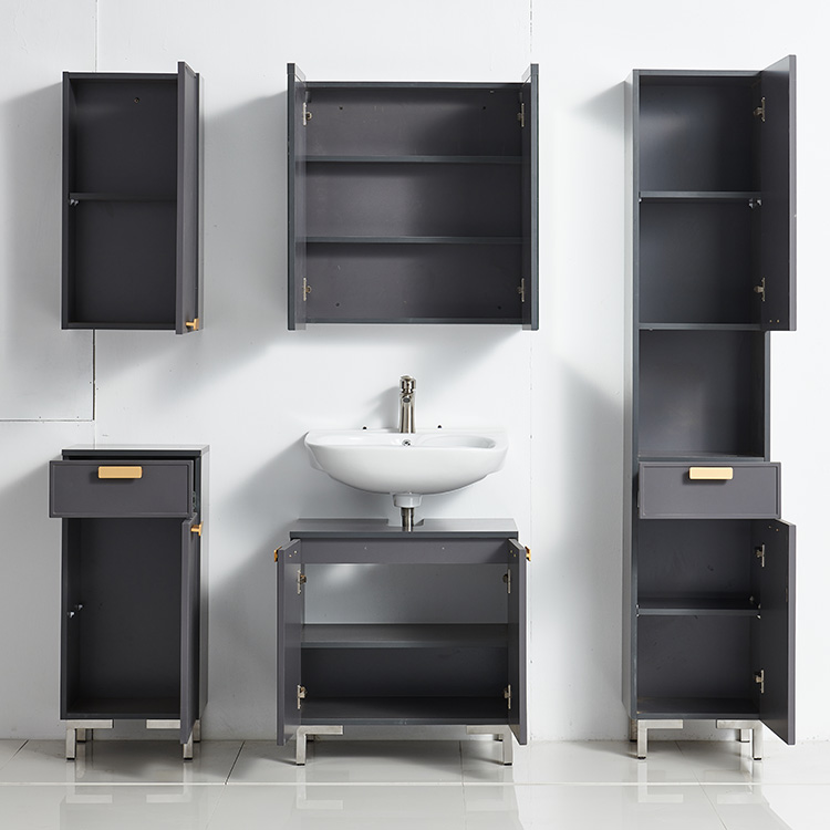 Gray Solid Wood Bathroom Cabinets