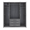 4 Door 3 Drawer Mirrored Home Wardrobe,Bedroom Furniture Wardrobe With Mirror