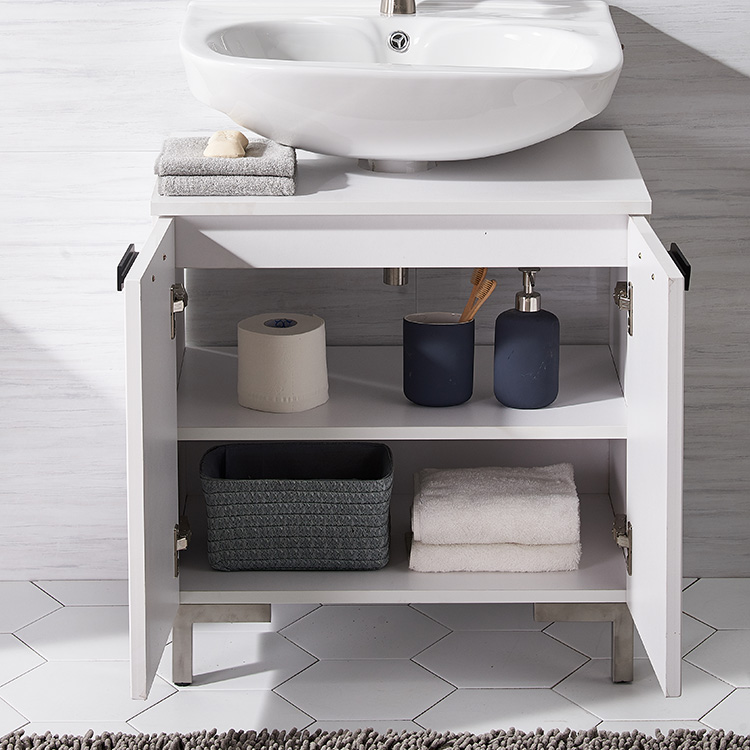 White Solid Wood Bathroom Cabinets