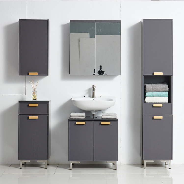 Gray Solid Wood Bathroom Cabinets