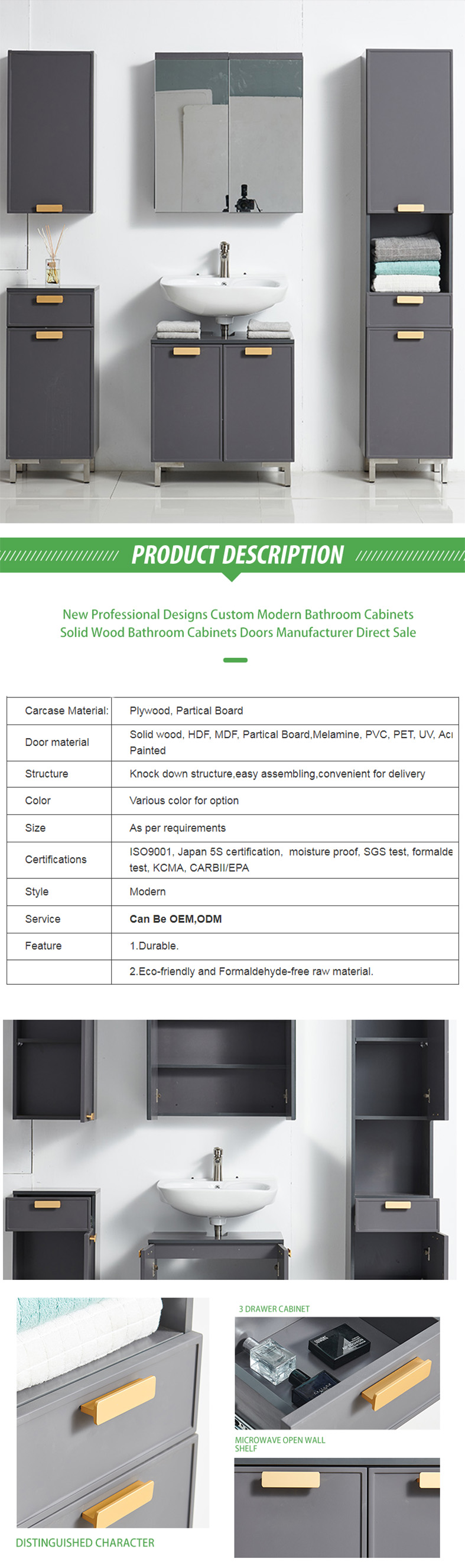 Professional Designs Custom Modern Bathroom Cabinets, Solid Wood Bathroom Cabinets Doors Manufacturer