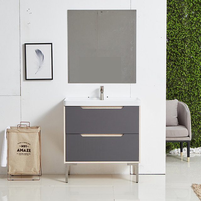 Gray Simple Bathroom Cabinet